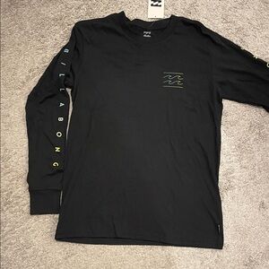 Billabong Black Long Sleeve Tee with Green and Yellow Details
